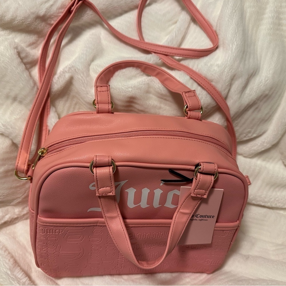 Juicy Couture Embossed Pink Icing Satchel Rare Purse